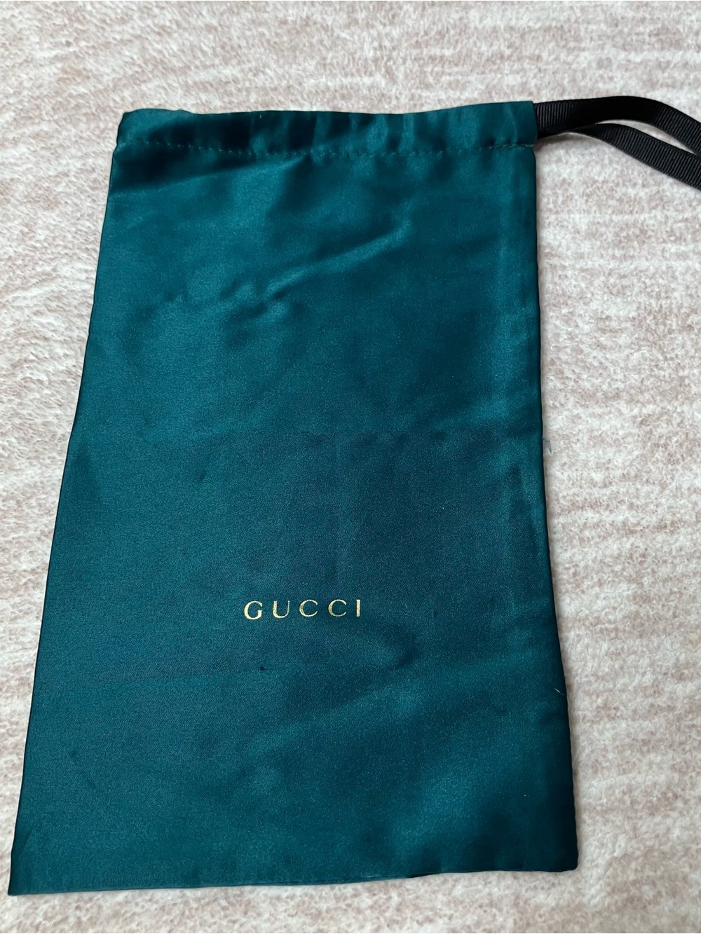Gucci Dark Teal Green Satin Sunglasses Dust Bag with Gold Logo